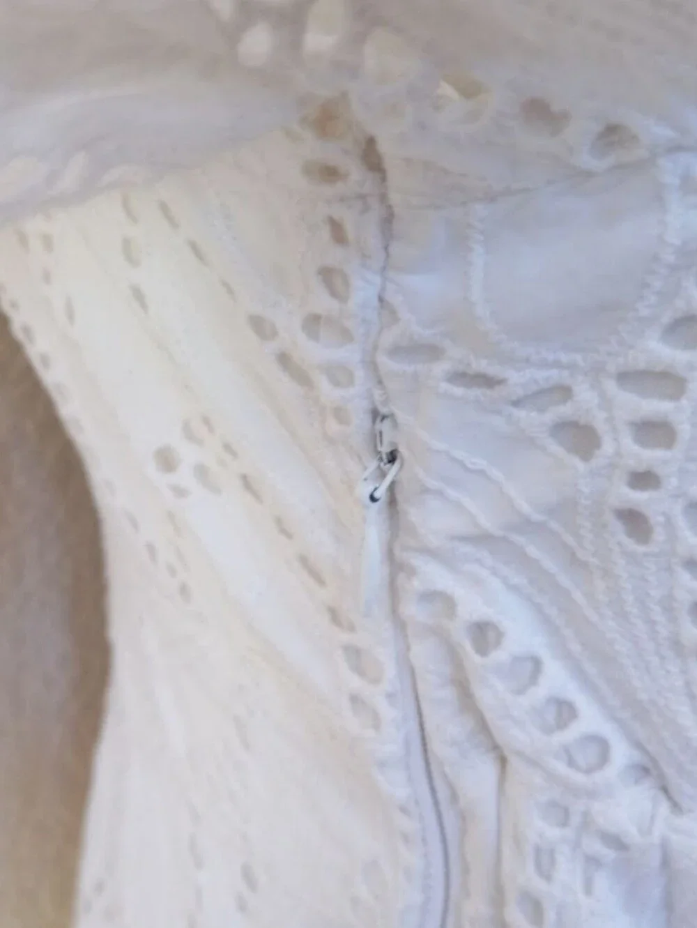 Anthropologie Maeve elegant white tiered eyelet midi dress with a square neckli - Picture 8 of 10